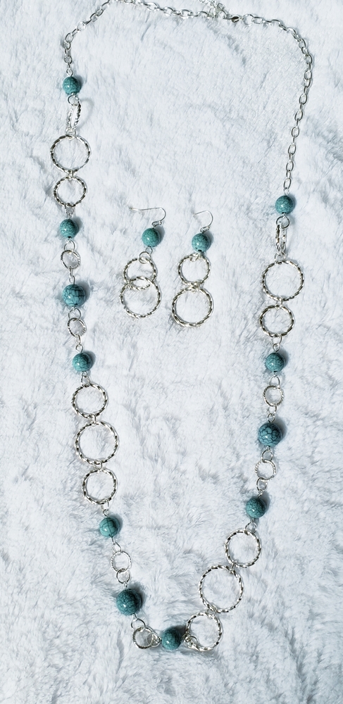 Teal necklace and earrings set